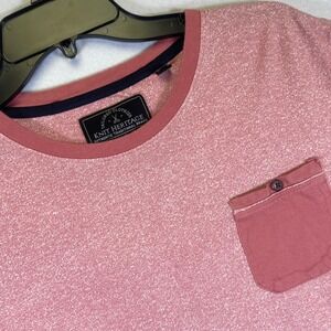 Knit Heritage Womens Pink Space Dye Cotton Pocket T-Shirt Large Short Sleeve